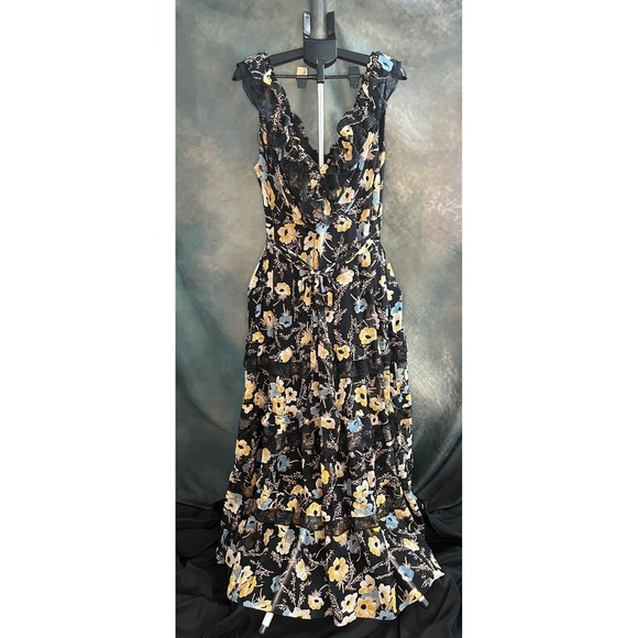 Lauren Ralph Lauren Dresses & Skirts - Lauren Ralph Lauren Floral Maxi Dress Black Lace Trim Size‎ 18W Formal Dress NWT